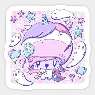 Cute zombie unicorn bubble head cutie Sticker